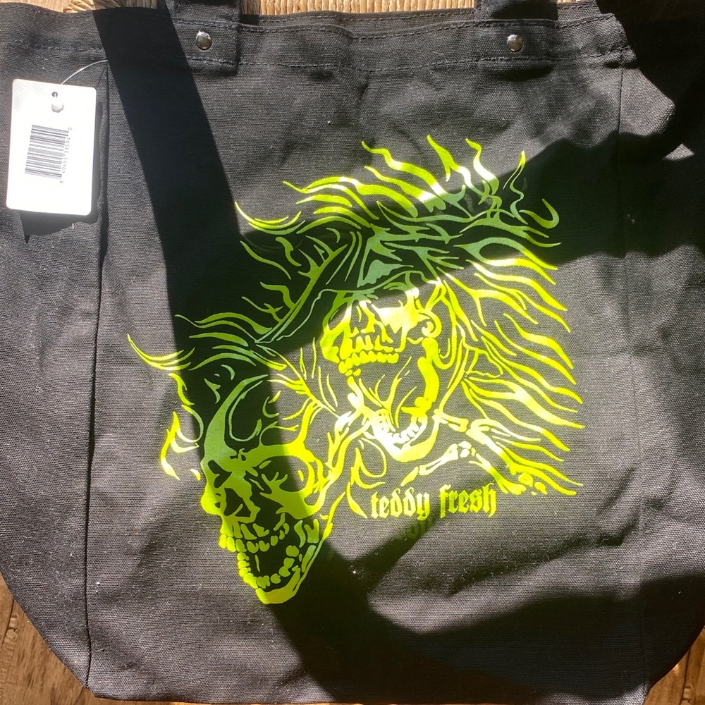 Teddy Fresh Black Bag with Vibrant Neon Design
